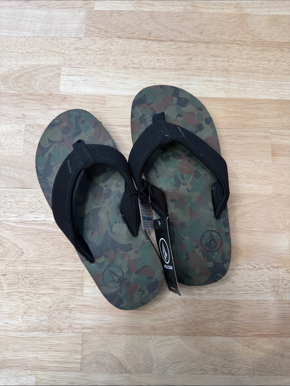 Volcom Kids Camo Flip Flops with Black Straps